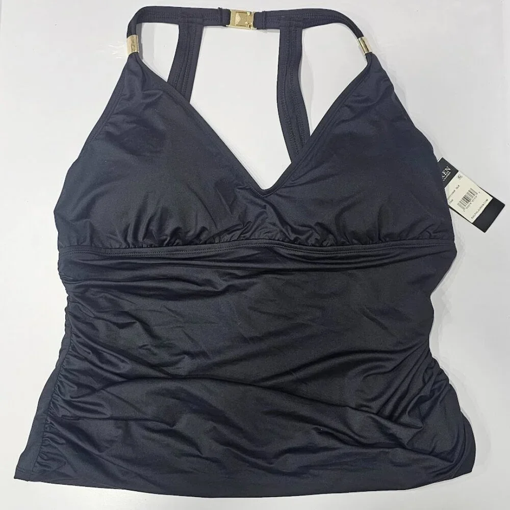 Lauren Ralph Lauren Plus Size Halter Tankini Top - Picture 5 of 10